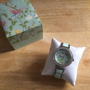 Laura Ashley Floral Seafoam Jeweled Watch Bracelet